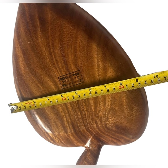 HUGE Philippines Monkey Pod Wood Leaf Shape Bowl, nuts, fruit, candy Vintage MCM - Picture 4 of 5